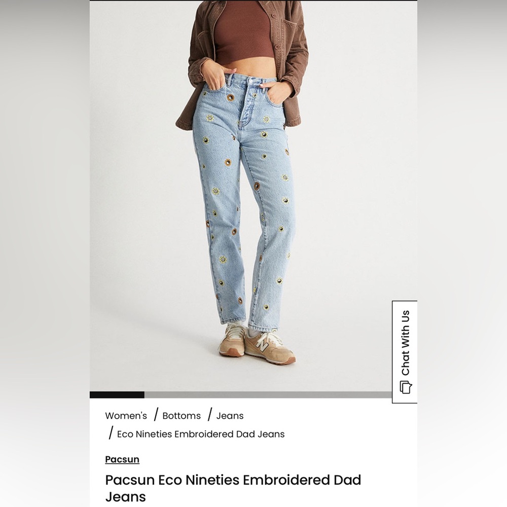 Y2K PacSun Light Blue Wash Denim Dad Jeans Embroidered